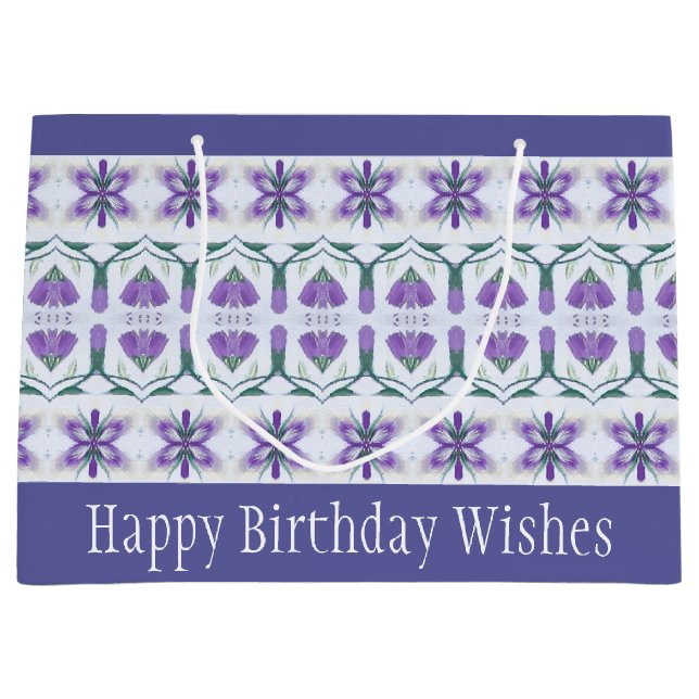 Sacola Para Presentes Grande Periwinkle Floral acentuado (Frente)