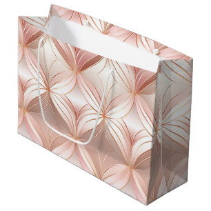 Sacola Para Presentes Grande Pérola Bege Rosa Dourado