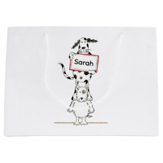 Sacola Para Presentes Grande Personalised Cute Dog Acrobat 