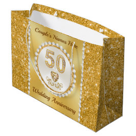 Sacola Para Presentes Grande Personalizado, 50.º Aniversário - Sacos de Present