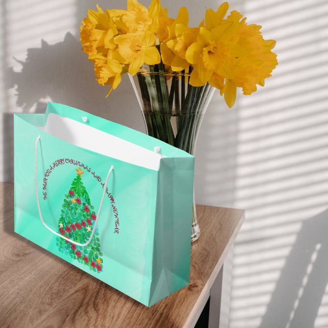 SACOLA PARA PRESENTES GRANDE PERSONALIZADO, DESEJAMOS UM NATAL DE MERGULHO. (Criador carregado)