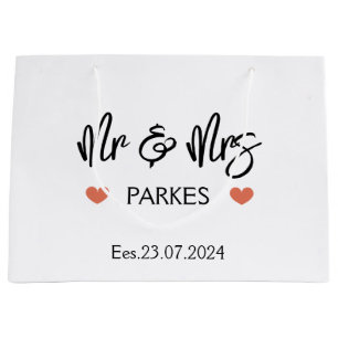 Sacola Para Presentes Grande Personalizado Sr. e Sra. Dia de Casamento Dando Sa