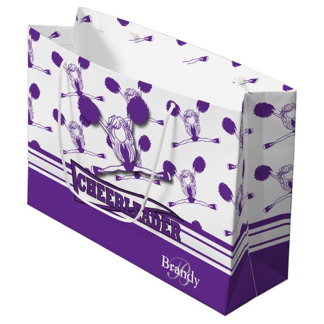 Sacola Para Presentes Grande Personalizar Cheerleader de 📣 Roxo (Frente inclinada)