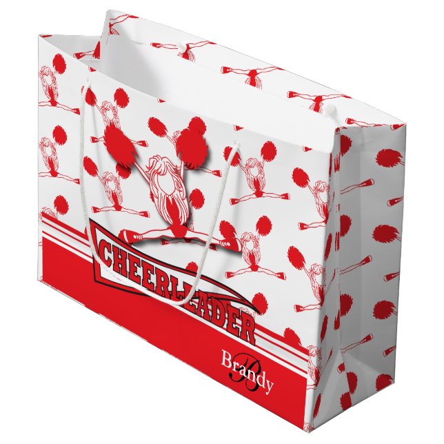 Sacola Para Presentes Grande Personalizar Cheerleader Vermelho (Frente inclinada)