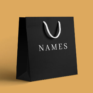 Sacola Para Presentes Grande Personalizar preto simples adicione seu nome legan