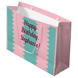 Sacola Para Presentes Grande Personalizável, cor-de-rosa, verde, bonito