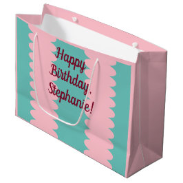 Sacola Para Presentes Grande Personalizável, rosa chiclete, azul turquesa, boni