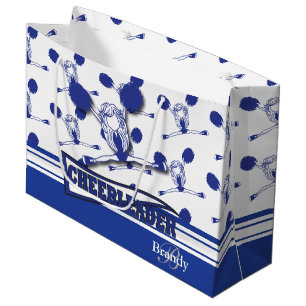 Sacola Para Presentes Grande Personalize o cheerleader azul escuro