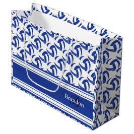 Sacola Para Presentes Grande Personalize o voleibol azul escuro