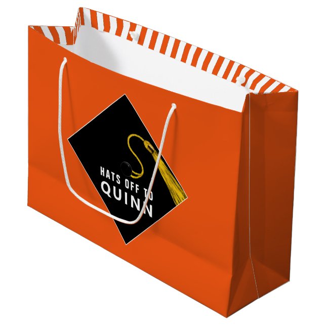 Sacola Para Presentes Grande Personalized Graduation Orange Large Gift Bag (Frente inclinada)