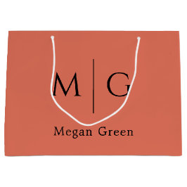 Sacola Para Presentes Grande Personalized Monogram with Name Terracotta
