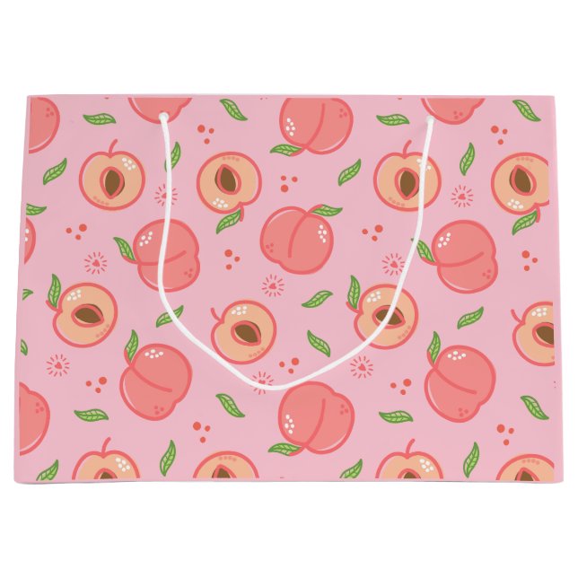 Sacola Para Presentes Grande Pêssego de Verão doce (Frente)