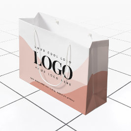 Sacola Para Presentes Grande Pêssego & Rosa Boho Adicionar Logotipo da Empresa 