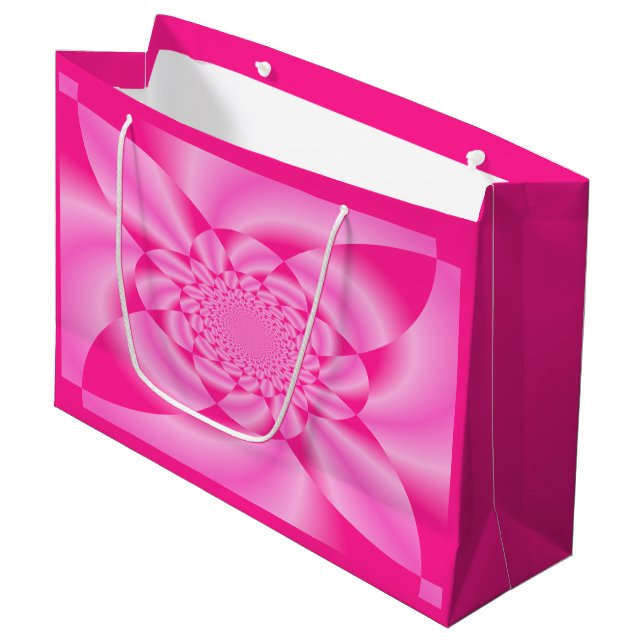 Sacola Para Presentes Grande Pétala de Folha Rosa (Frente inclinada)