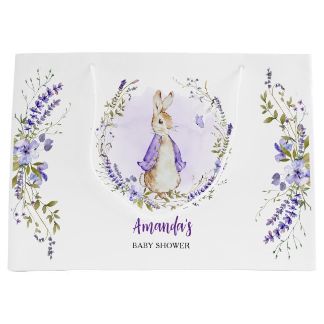 Sacola Para Presentes Grande Peter Rabbit Purple Chá de fraldas (Frente)