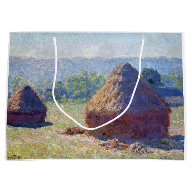Sacola Para Presentes Grande Pilhas de trigo (fim do Verão), Monet (Frente)