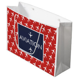 Sacola Para Presentes Grande Piloto de avião de avião de avião branco Funky