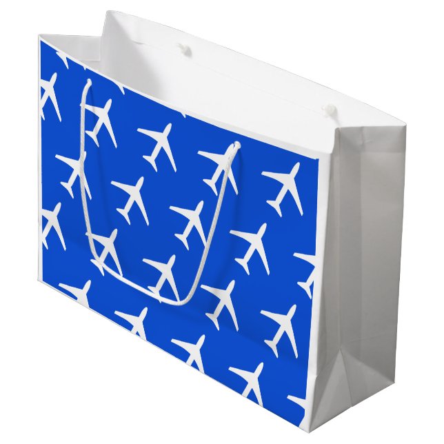 Sacola Para Presentes Grande Piloto de avião de avião de avião branco Funky Fly (Frente inclinada)