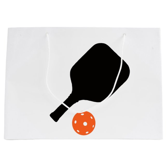 Sacola Para Presentes Grande Pílula de picleball e picleball laranja (Frente)