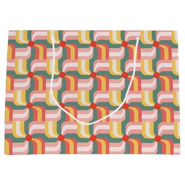 Sacola Para Presentes Grande Pinagens geométricas Abstrato coloridas (Frente)