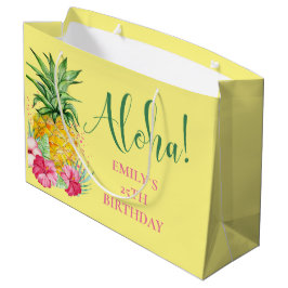 Sacola Para Presentes Grande Pineapple Tropical Aloha Party Hawaii Aniversário