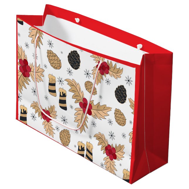 Sacola Para Presentes Grande Pinecones e Velas (Frente inclinada)
