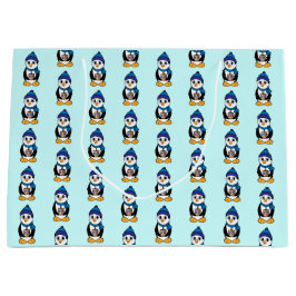 Sacola Para Presentes Grande Pinguim segurando um sonho em Hanukkah