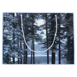 Sacola Para Presentes Grande Pinheiros Brancos com Luz Azul —