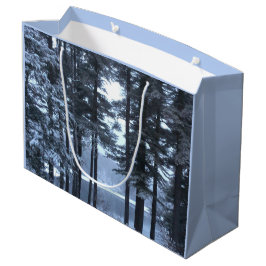 Sacola Para Presentes Grande Pinheiros Brancos com Luz Azul —