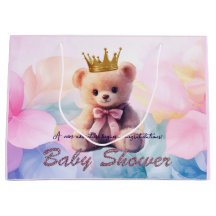 Pink Bear Gold Crown It's a Girl