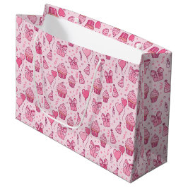 Sacola Para Presentes Grande Pink Cupcakes Birthday GIft Bag