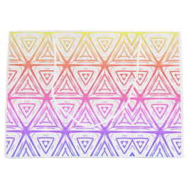 Sacola Para Presentes Grande Pink de Natal e diamantes amarelos