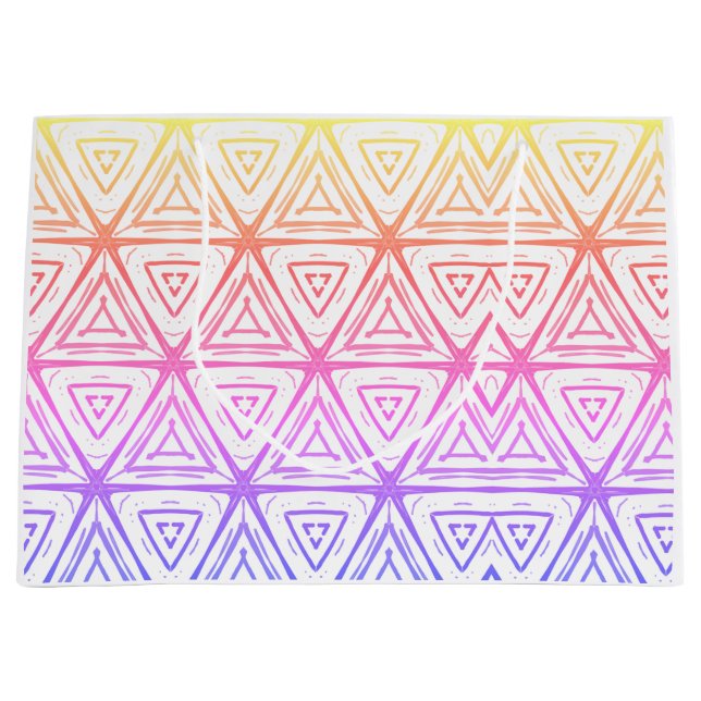 Sacola Para Presentes Grande Pink de Natal e diamantes amarelos (Frente)