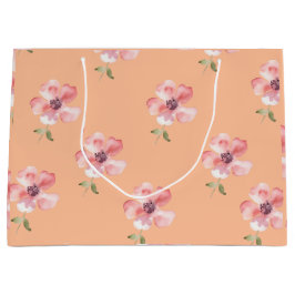 Sacola Para Presentes Grande Pink Floral Gift Bag – Orange Pastel Pattern