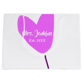 Sacola Para Presentes Grande Pink heart balloon Mrs add name est. Add year love