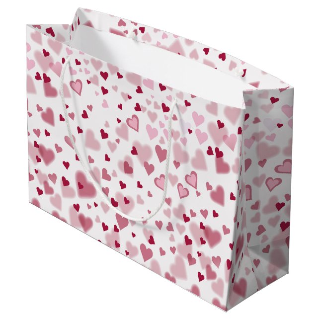 Sacola Para Presentes Grande  Pink Lovely Hearts Pattern  (Verso inclinado)