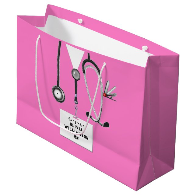 Sacola Para Presentes Grande Pink Nurse Graduation Large Gift Bag (Frente inclinada)