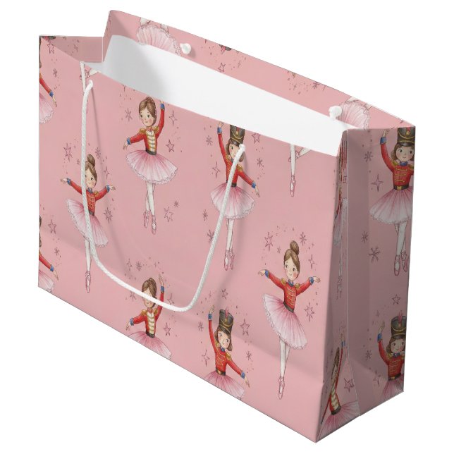 Sacola Para Presentes Grande Pink Nutcracker Ballet Theme Girls (Frente inclinada)