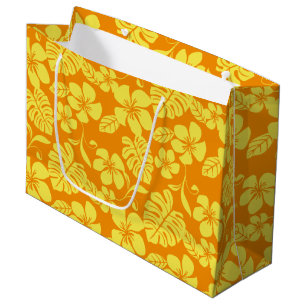 Sacola Para Presentes Grande PINK PLUMERIA (TANGERINE/AMARELO) Saco de presente