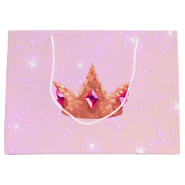 Sacola Para Presentes Grande Pink Princess Birthday Gift Bag