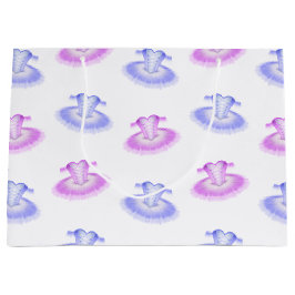 Sacola Para Presentes Grande Pink & Purple Balé Birthday Tutu Watercolor
