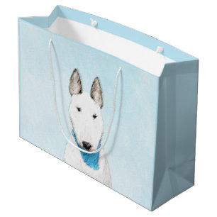 Sacola Para Presentes Grande Pintura Bull Terrier - Arte Cachorro Original Boni
