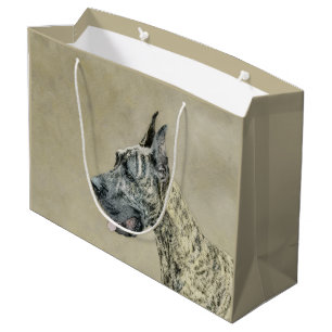 Sacola Para Presentes Grande Pintura com o Grande Dane (Brindle) - Arte Canina