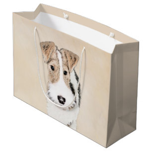 Sacola Para Presentes Grande Pintura com terrier de Fox com fio - Arte canina o