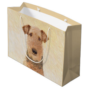 Sacola Para Presentes Grande Pintura de Airedale Terrier - Arte original bonita