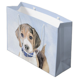 Sacola Para Presentes Grande Pintura de Beagle - Arte de Cachorro Original Boni