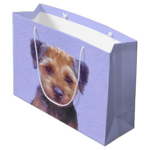 Sacola Para Presentes Grande Pintura de Borda Terrier - Arte de Cachorro Origin
