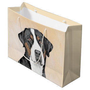Sacola Para Presentes Grande Pintura de Cachorro da Grande Montanha Suíça - A