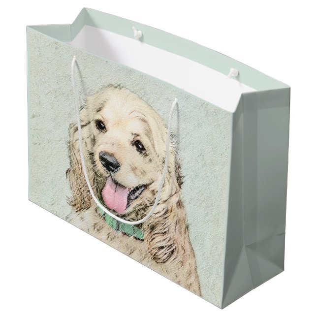 Sacola Para Presentes Grande Pintura de Cocker Spaniel Buff - Arte de Cão Origi (Verso inclinado)