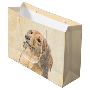 Sacola Para Presentes Grande Pintura de Dachshund (Longhaired) - Arte de Cão O